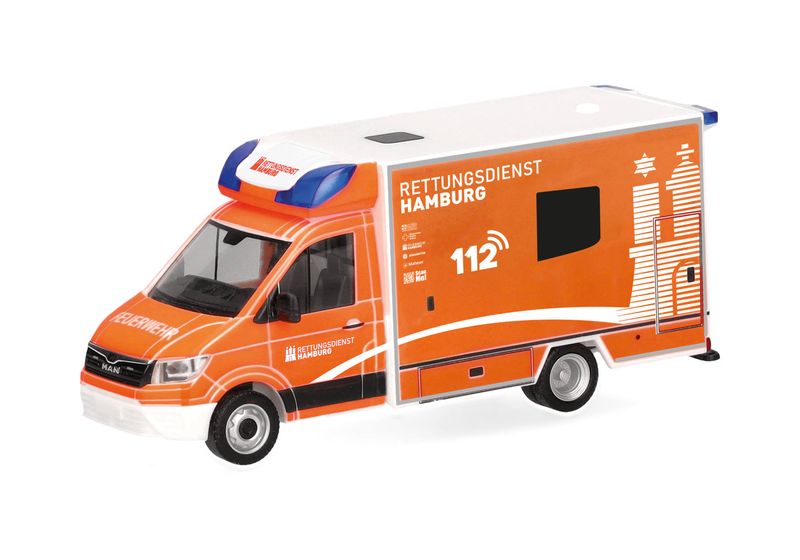 1:87 Herpa - MAN TGE Fahrtec RTW "Feuerwehr Hamburg"