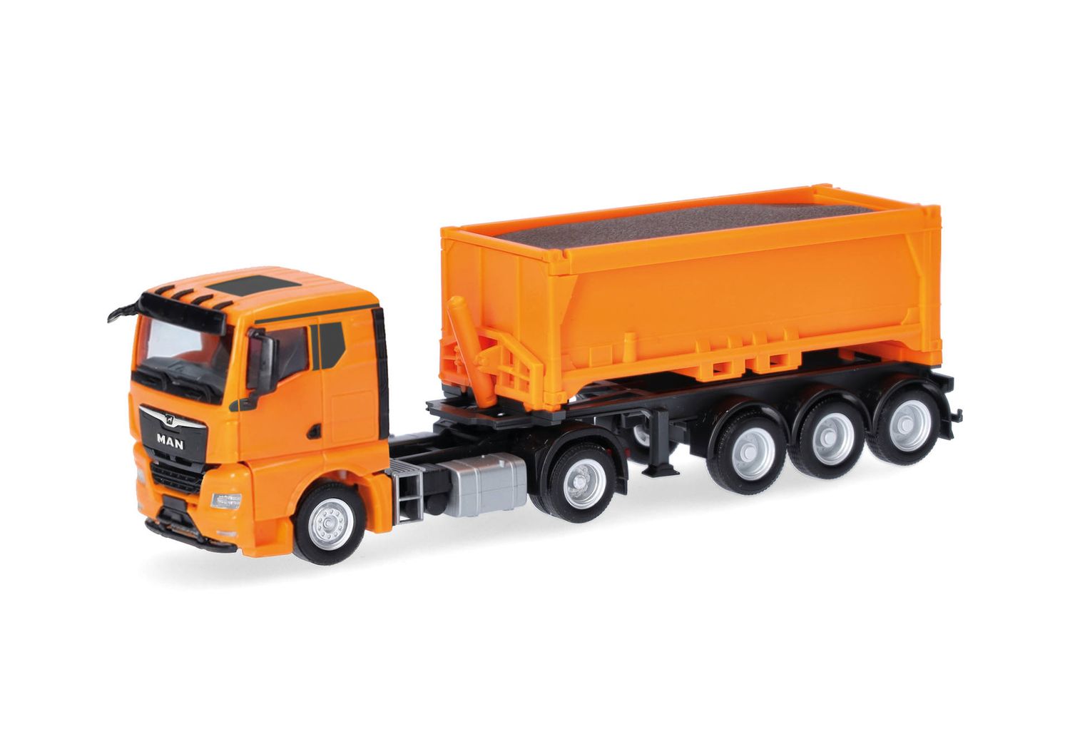 1:87 Herpa - MAN TGX GN Abraummulden-Sattelzug mit Ladegut, kommunalorange