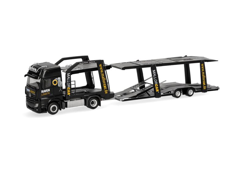 1:87 Herpa - Mercedes-Benz Actros L 18 Gigaspace Autotransporter-Hängerzug "Raven Logistic"