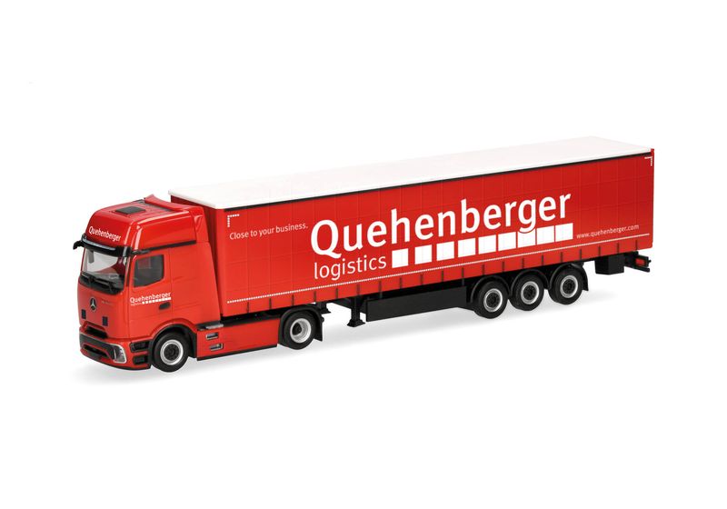 1:87 Herpa - Mercedes-Benz Actros L ProCabin Gigaspace Gardinenplanen-Sattelzug "Quehenberger"