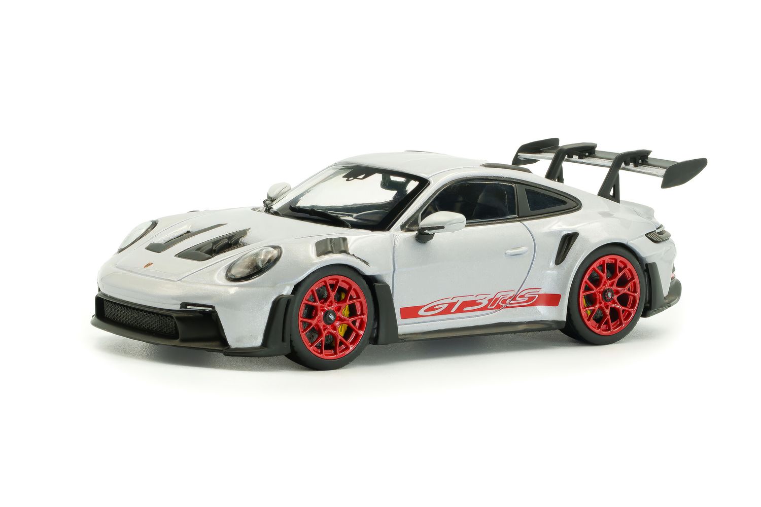 1:43 Solido - 2023 Porsche 911 (992) GT3 RS – Ice Grey Metallic w/Pyro Red