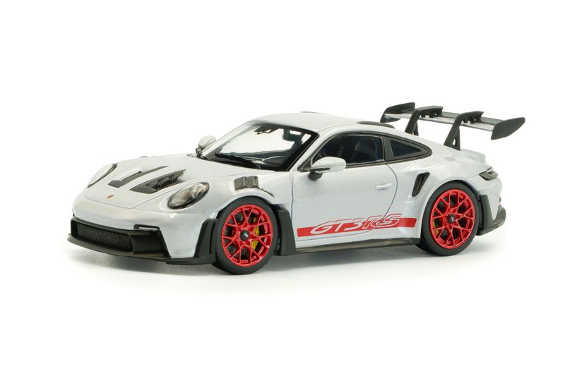 1:43 Solido - 2023 Porsche 911 (992) GT3 RS – Ice Grey Metallic w/Pyro Red