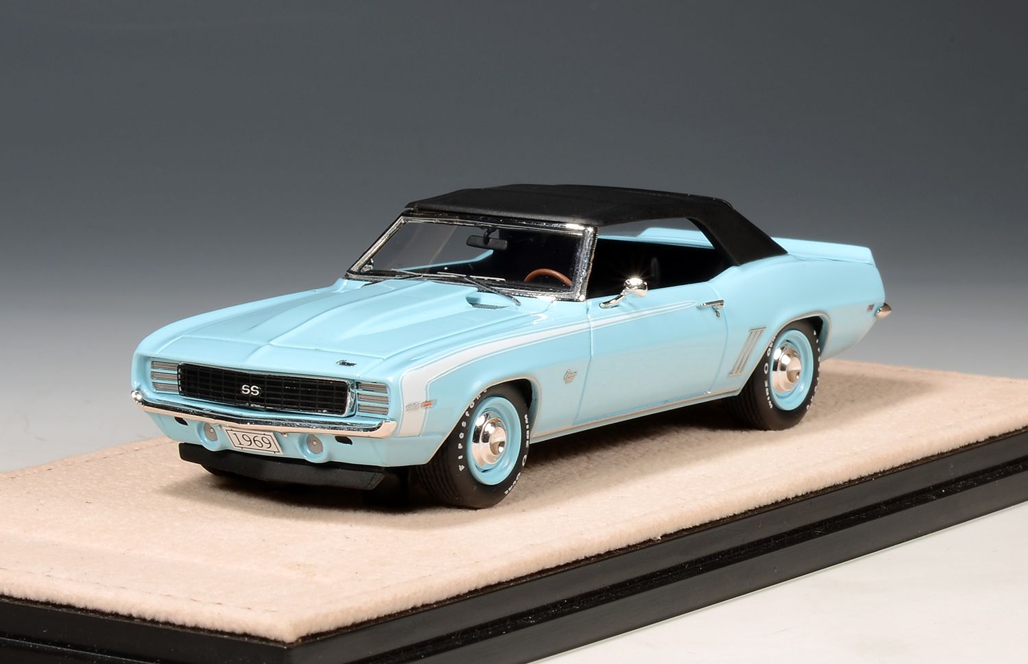 1:43 Stamp Models - 1969 Chevrolet Camaro RS SS Convertible Closed roof Carolina Blue
