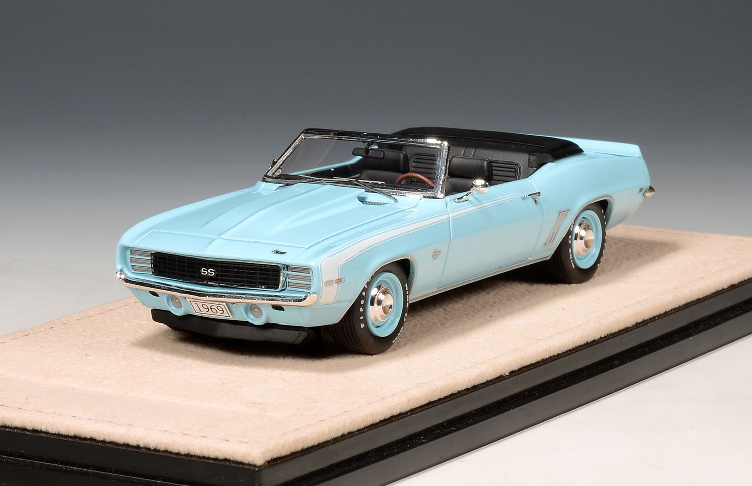 1:43 Stamp Models - 1969 Chevrolet Camaro RS SS Convertible Open roof Carolina Blue