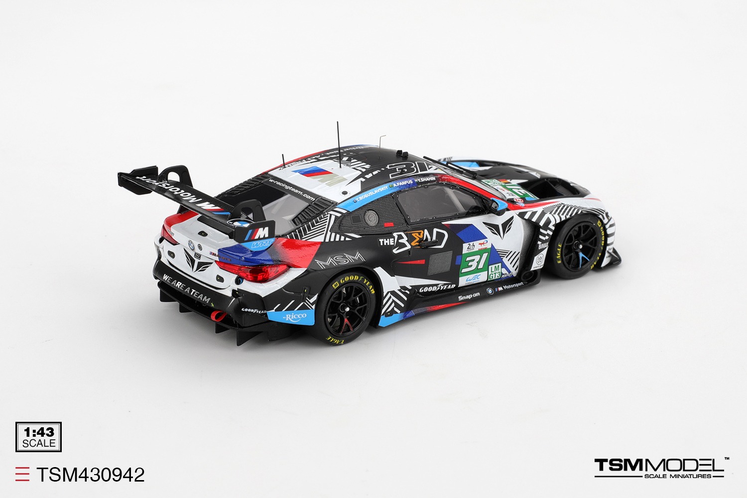 1:43 TSM - BMW M4 GT3 Evo 3.0L Turbo Team The Bent WRT #31 24h Le Mans 2025 T. Boguslavskit
