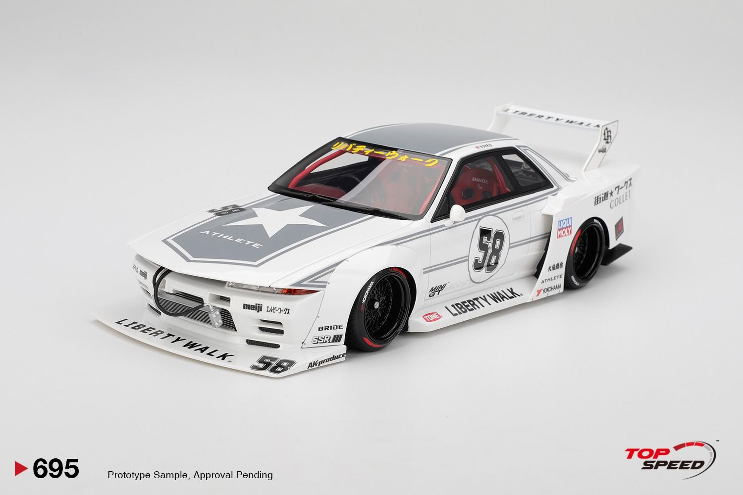 1:18 TSM - 2025 Nissan Skyline GT/R (R32) #58 Liberty Walk Kaido Works White