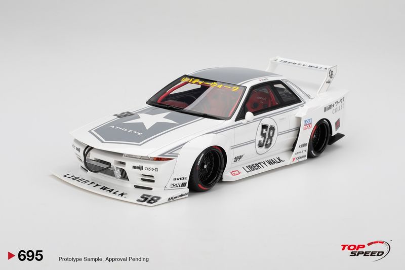 1:18 TSM - 2025 Nissan Skyline GT/R (R32) #58 Liberty Walk Kaido Works White