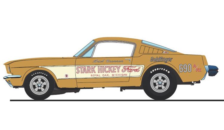 1:18 ACME - 1965 Ford Mustang A/FX - Stark Hickey Ford - Goldfinger