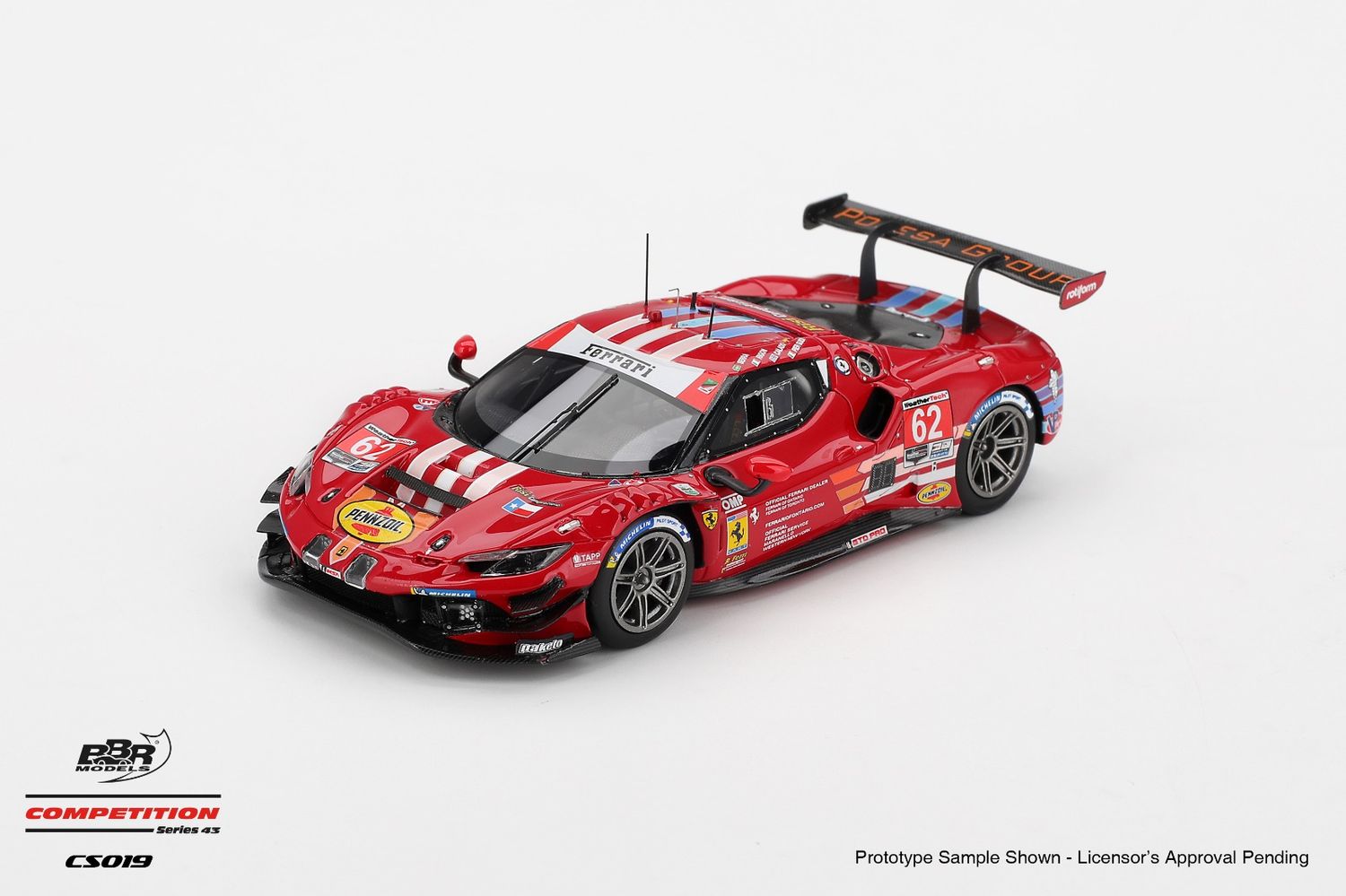 1:43 BBR - Ferrari 296 GT3 3.0L Turbo V6 Team Risi Competiozione #62 24h Daytona 2024 A.P. Guidi