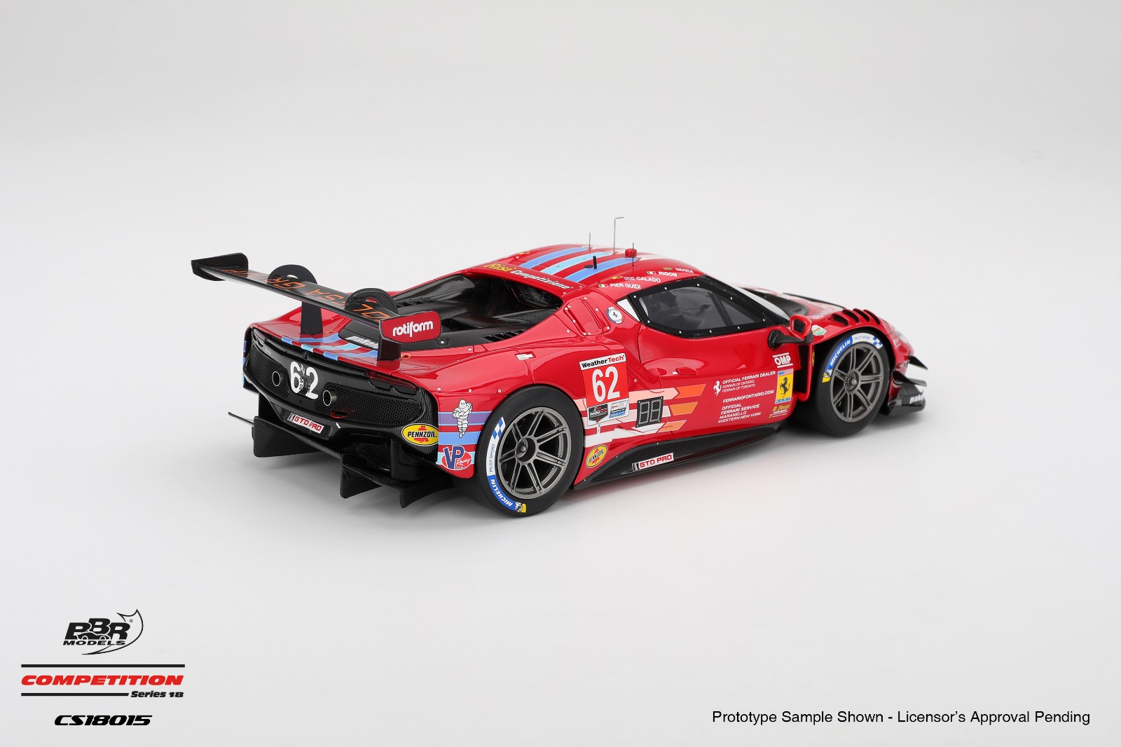 1:18 BBR - Ferrari 296 GT3 3.0L Turbo V6 Team Risi Competiozione #62 24h Daytona 2024 A.P. Guidi