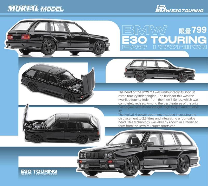 1:64 Mortal Model - BMW E30 Wagon wide-body, black