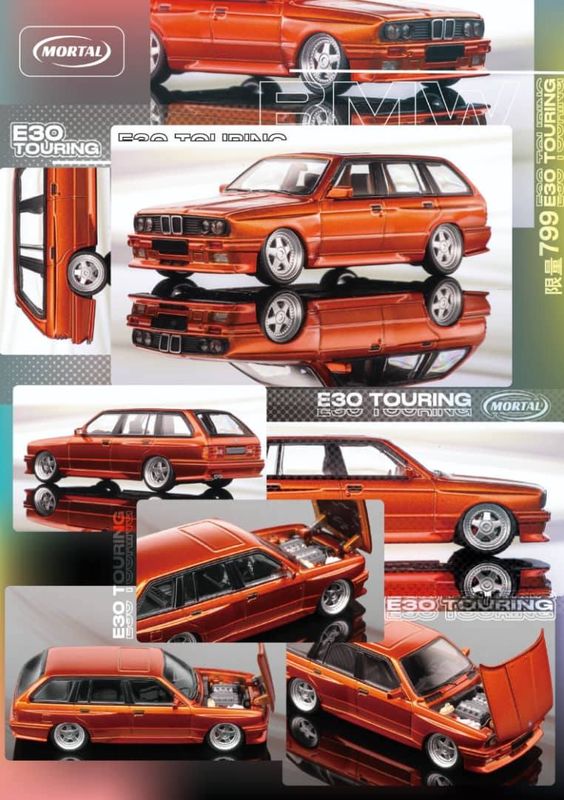 1:64 Mortal Model - BMW E30 Wagon wide-body, orange