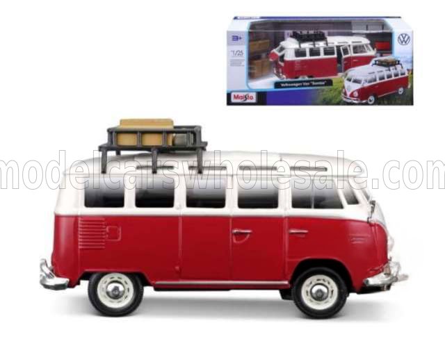 1:24 Maisto - 1962 Volkswagen T1 Minibus Samba Red