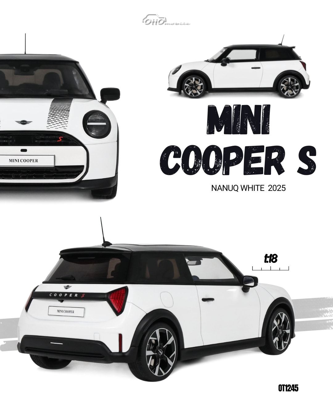 1:18 Otto Mobile - 2025 Mini Cooper S Nanuq white