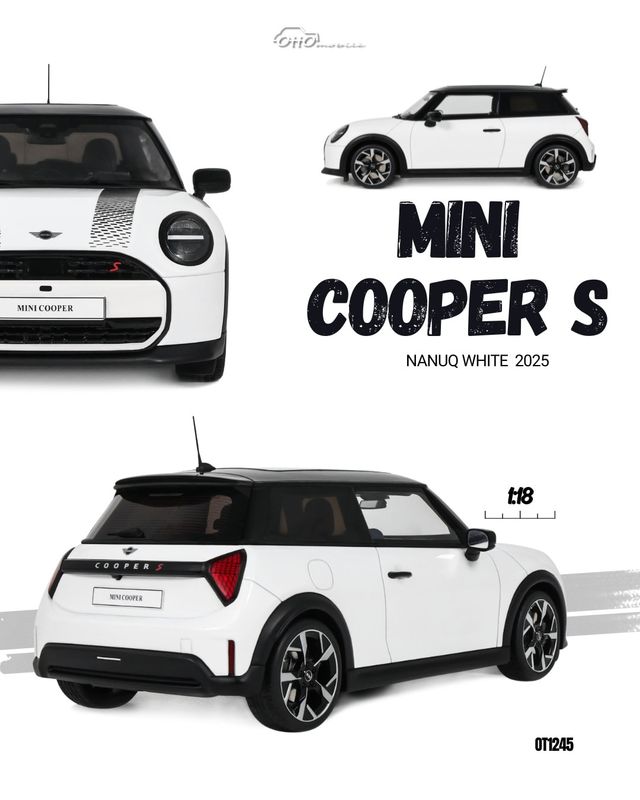 1:18 Otto Mobile - 2025 Mini Cooper S Nanuq white