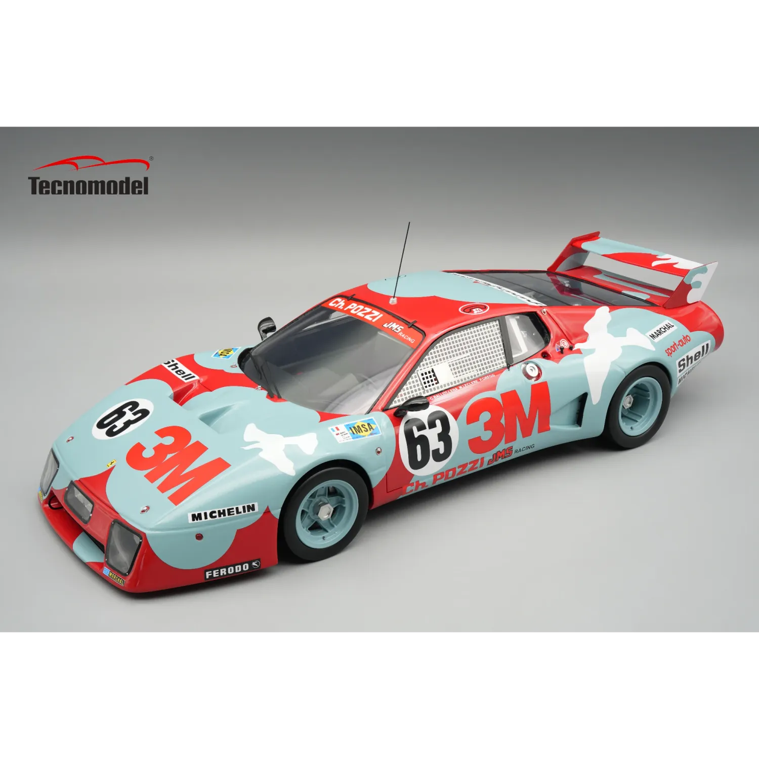 1:18 Tecnomodel - Ferrari 512BB LM 4,9L Team JMS Charles Pozzi #63 24h Le Mans 1979 M. Leclere