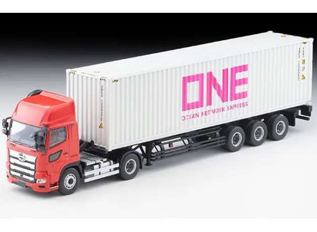 1:64 Tomica Limited Vintage - Hino Profia 40ft Marine Container Trailer (Toho Sharyo TC36H1C34) with Ocean Network Express Gray Container