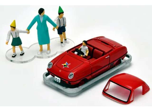 1:64 Tomica Limited Vintage - Kodomo No Kuni x TLV Datsun Baby #100 Restored Car with Figure, red 1:64 Tomica Limited Vintage - Kodomo No Kuni x TLV Datsun Baby #100 Restored Car with Figure, red