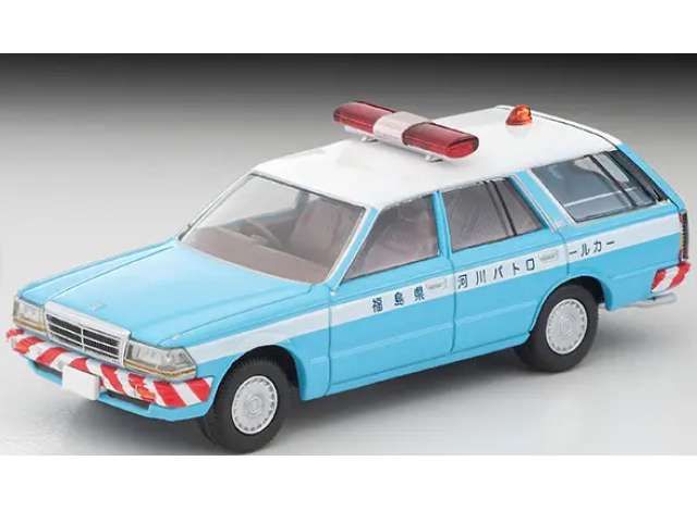 1:64 Tomica Limited Vintage - Nissan Gloria Van River Patrol Car, white/blue 1:64 Tomica Limited Vintage - Nissan Gloria Van River Patrol Car, white/blue