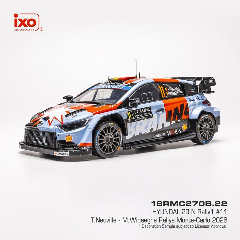 1:18 Ixo - Hyundai i20 N Rally1, Rallye Monte Carlo, 2026, #11, T. Neuville / M. Wydaeghe 1:18 Ixo - Hyundai i20 N Rally1, Rallye Monte Carlo, 2026, #11, T. Neuville / M. Wydaeghe