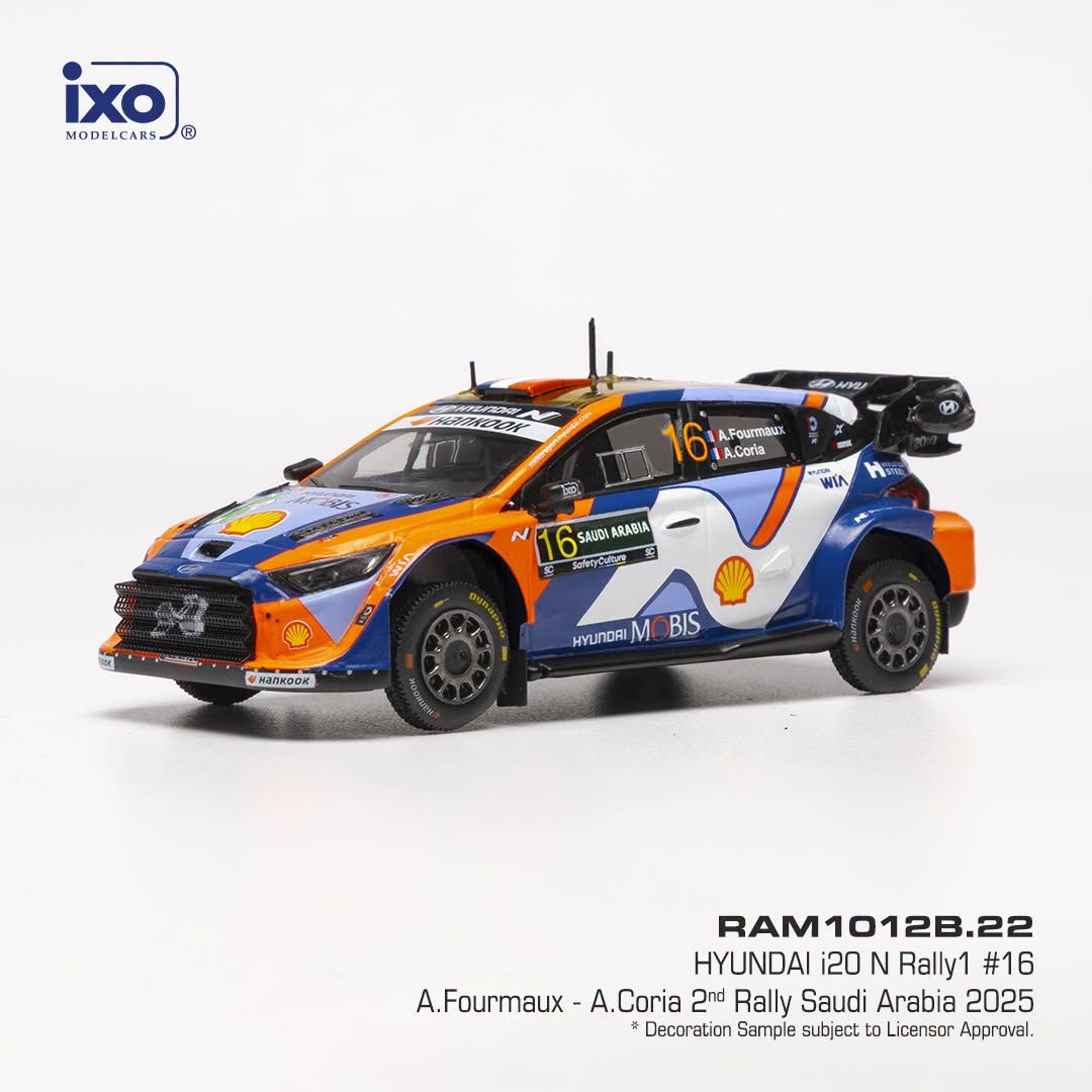 1:43 Ixo - Hyundai i20 N Rally1, Rally Saudi Arabia, 2025, #16, A. Fourmaux / A. Coria 1:43 Ixo - Hyundai i20 N Rally1, Rally Saudi Arabia, 2025, #16, A. Fourmaux / A. Coria