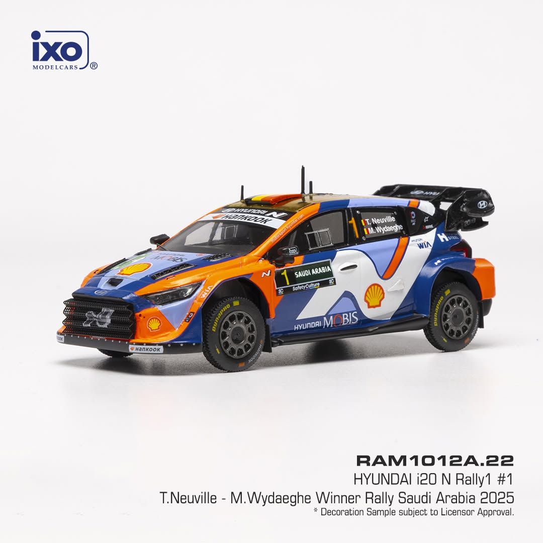 1:43 Ixo - Hyundai i20 N Rally1, Rally Saudi Arabia, 2025, #1, T. Neuville / M. Wydaeghe 1:43 Ixo - Hyundai i20 N Rally1, Rally Saudi Arabia, 2025, #1, T. Neuville / M. Wydaeghe
