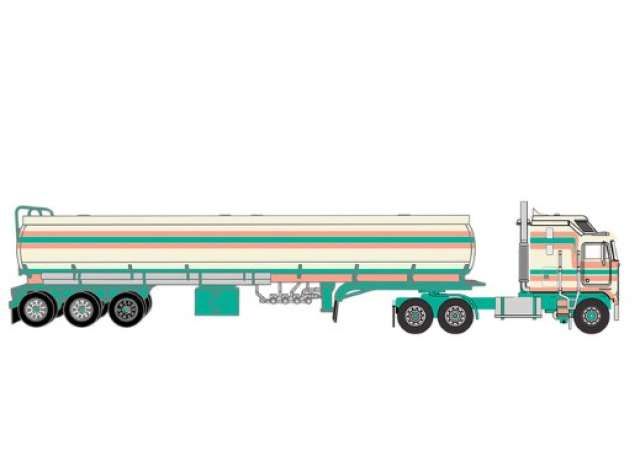1:64 Ixo USA - 1976 Kenworth K100 Aerodyne with tanker, peaches/cream 1:64 Ixo USA - 1976 Kenworth K100 Aerodyne with tanker, peaches/cream