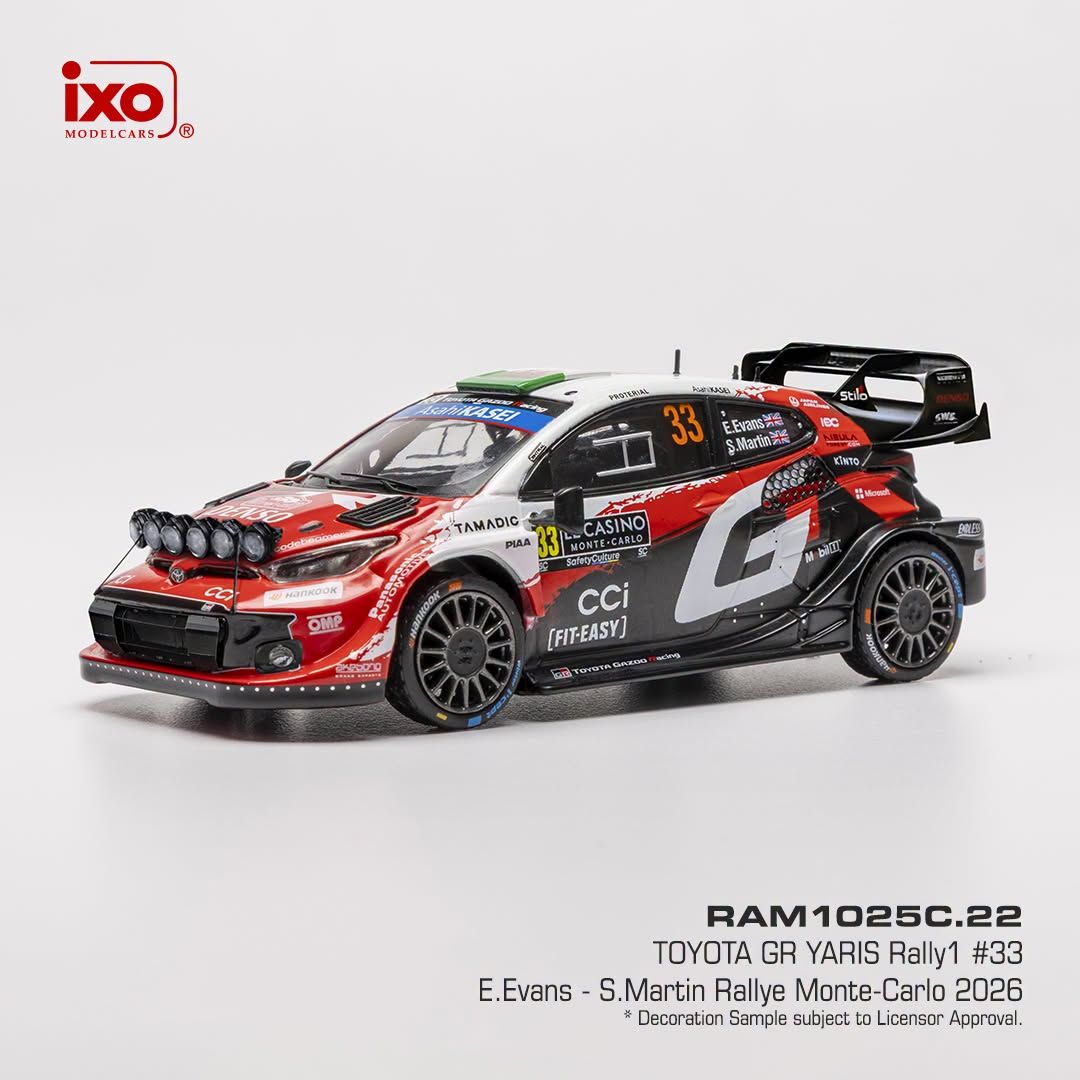 1:43 Ixo - Toyota GR Yaris Rally1, Rallye Monte Carlo, 2026, #33, E. Evans / S. Martin