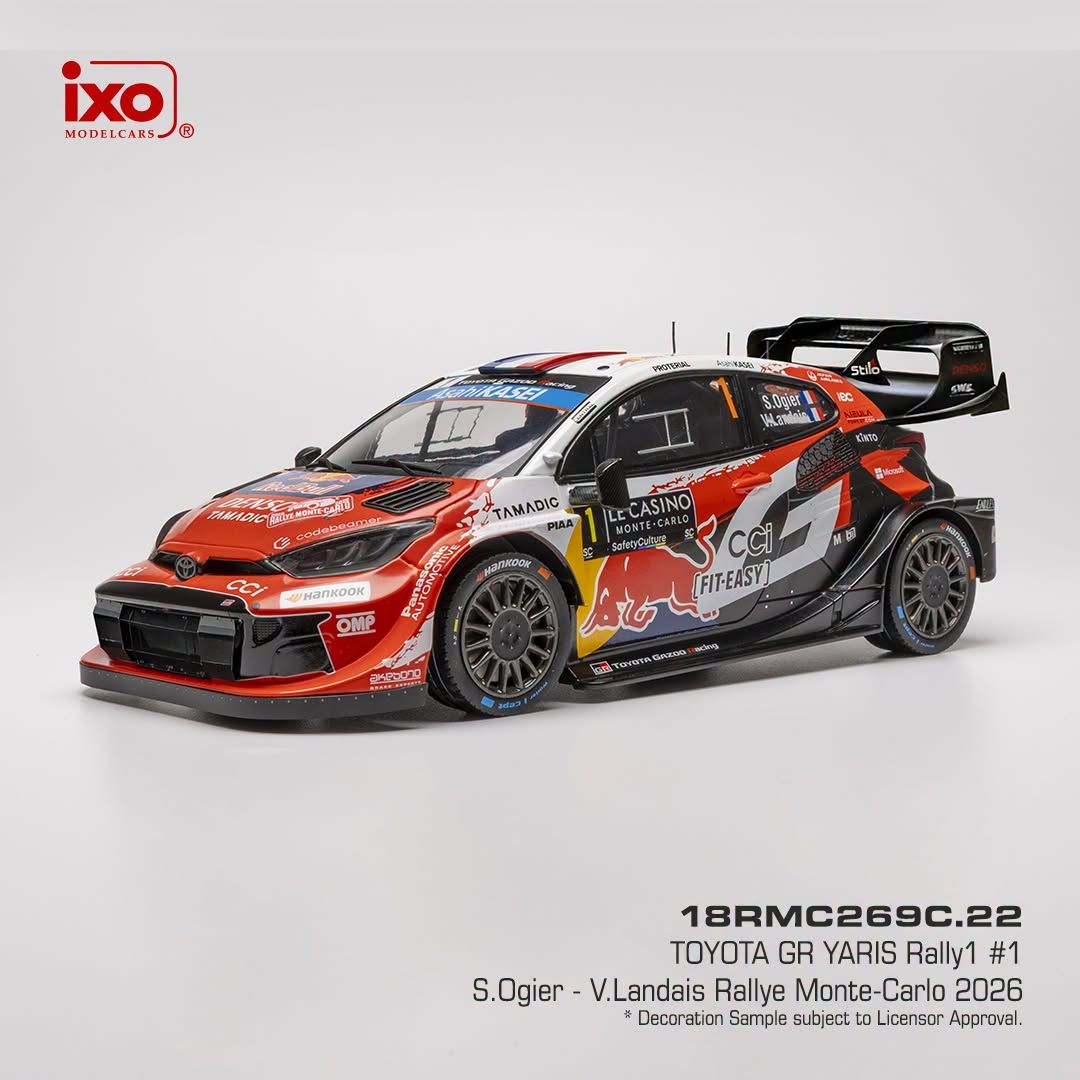 1:18 Ixo - Toyota GR Yaris Rally1, Rallye Monte Carlo, 2026, #1, S. Ogier / V. Landais 1:18 Ixo - Toyota GR Yaris Rally1, Rallye Monte Carlo, 2026, #1, S. Ogier / V. Landais