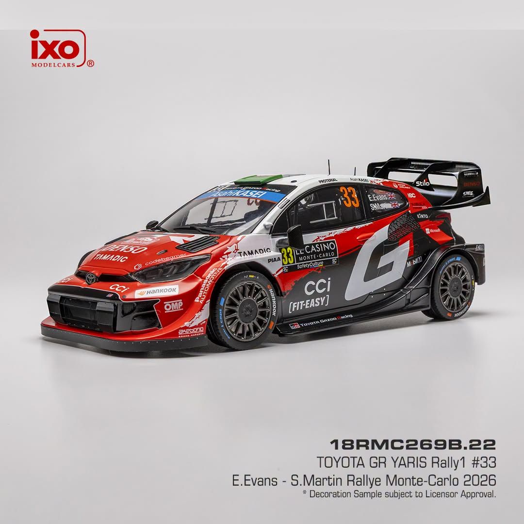 1:18 Ixo - Toyota GR Yaris Rally1, Rallye Monte Carlo, 2026, #33, E. Evans / S. Martin 1:18 Ixo - Toyota GR Yaris Rally1, Rallye Monte Carlo, 2026, #33, E. Evans / S. Martin