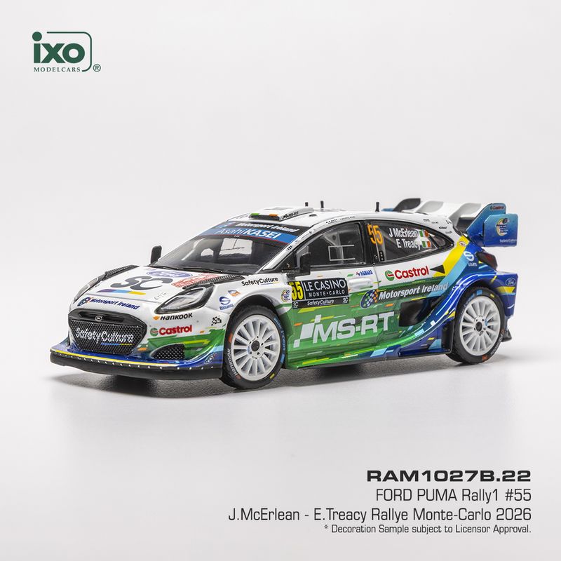 1:43 Ixo - Ford Puma Rally1, Rallye Monte Carlo, 2026, #55, J. McErLean / E. Treacy 1:43 Ixo - Ford Puma Rally1, Rallye Monte Carlo, 2026, #55, J. McErLean / E. Treacy