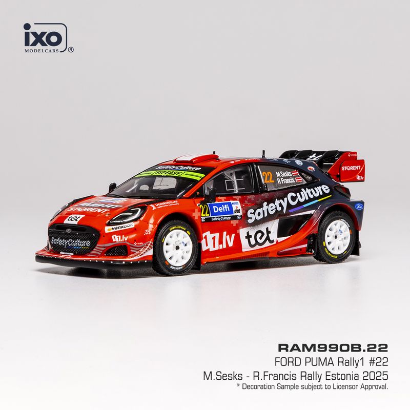 1:43 Ixo - Ford Puma Rally1, Rally Estonia, 2025, #22, M. Sesks / R. Francis 1:43 Ixo - Ford Puma Rally1, Rally Estonia, 2025, #22, M. Sesks / R. Francis