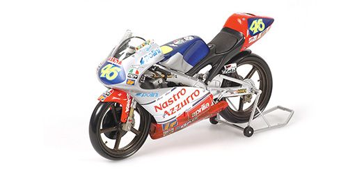 1:12 Minichamps - APRILIA 125 CCM – VALENTINO ROSSI – TEAM NASTRO AZZURRO APRILIA – WORLD CHAMPION GP 125 1997 – DIRTY VERSION