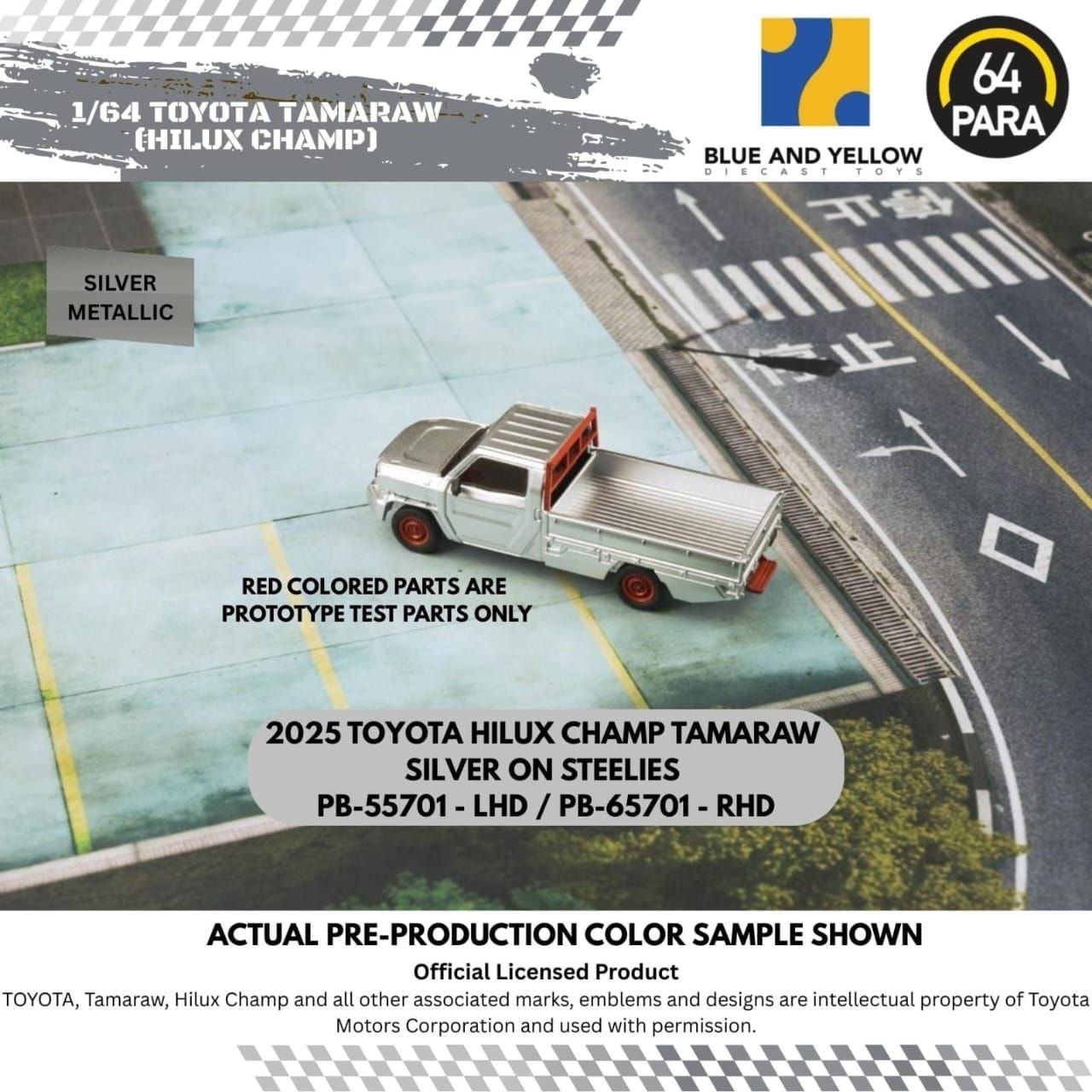 1:64 Para64 - 2025 Toyota Hilux Pickup Champ Tamaraw Silver