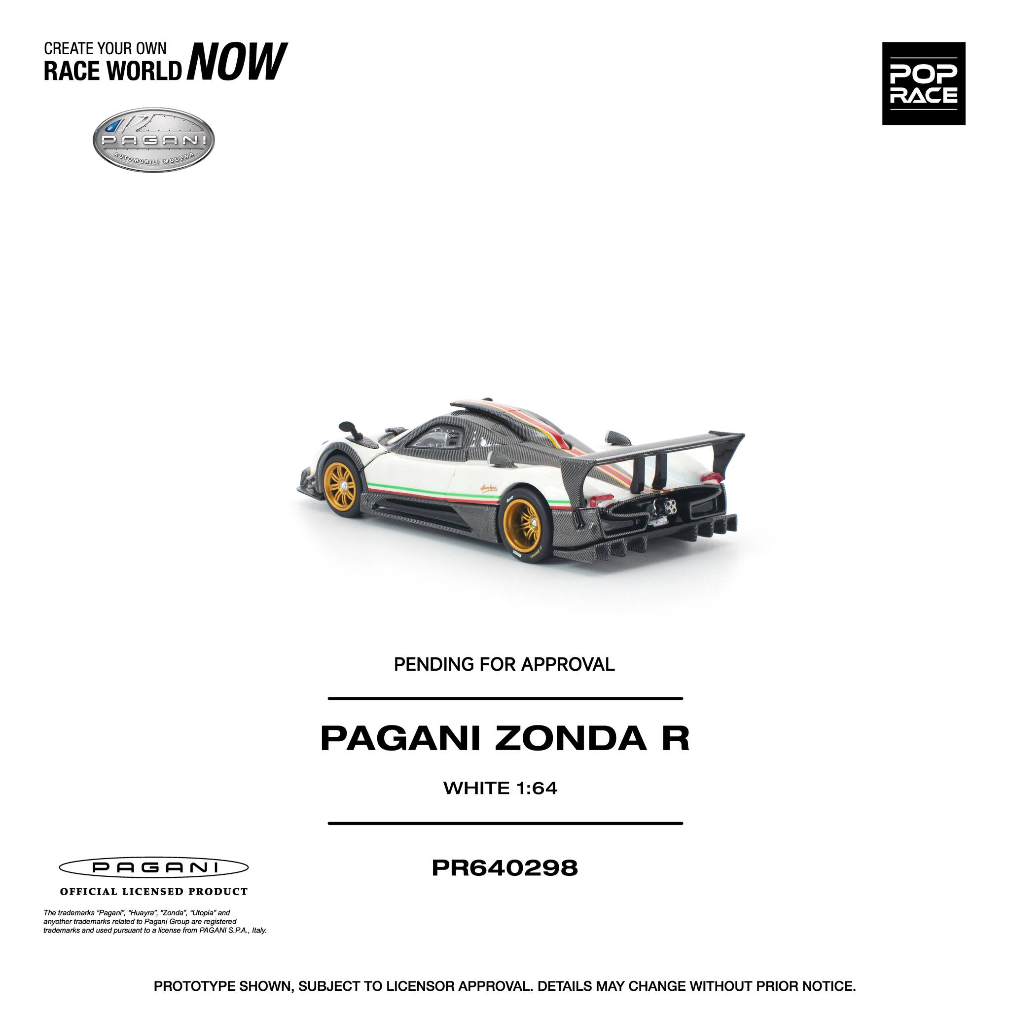 1:64 Pop Race Limited - Pagani Zonda R, white