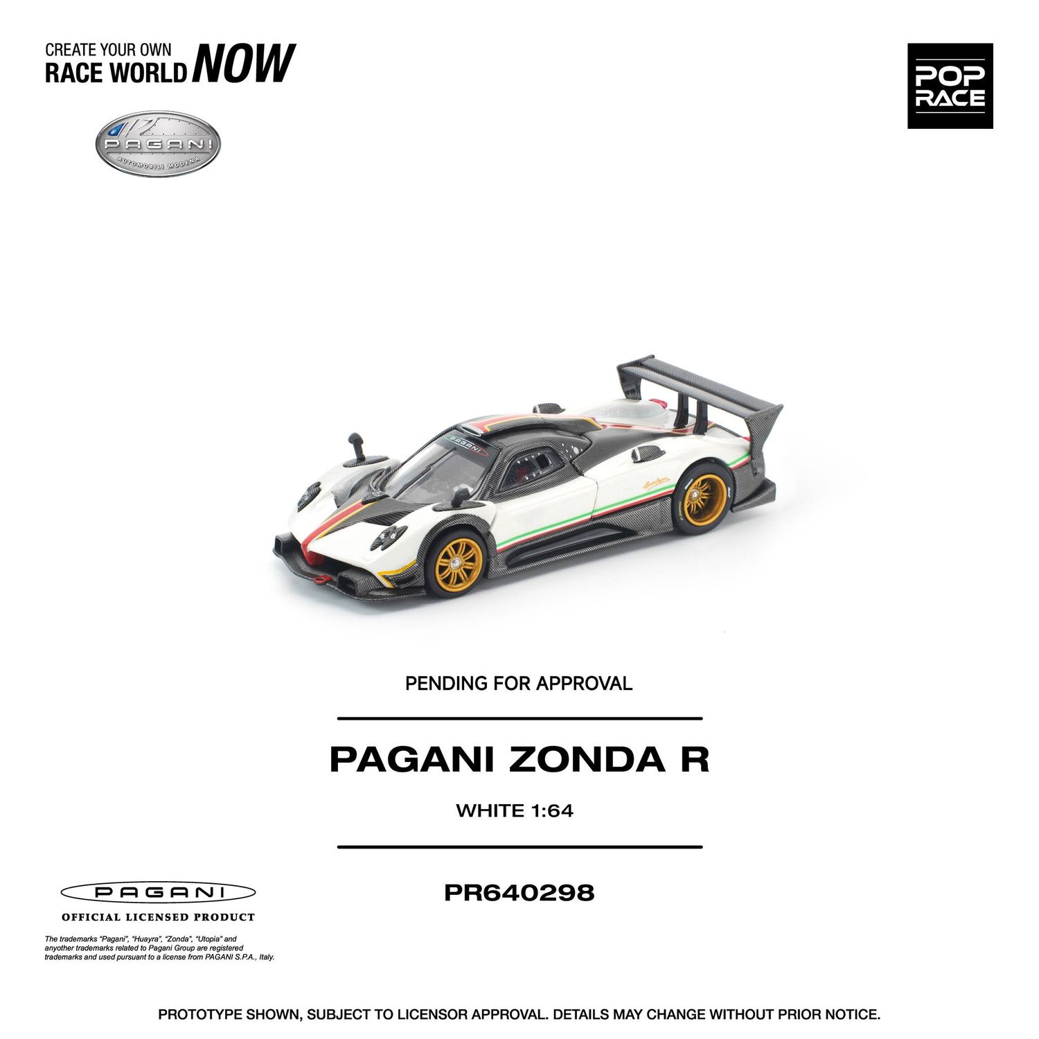 1:64 Pop Race Limited - Pagani Zonda R, white