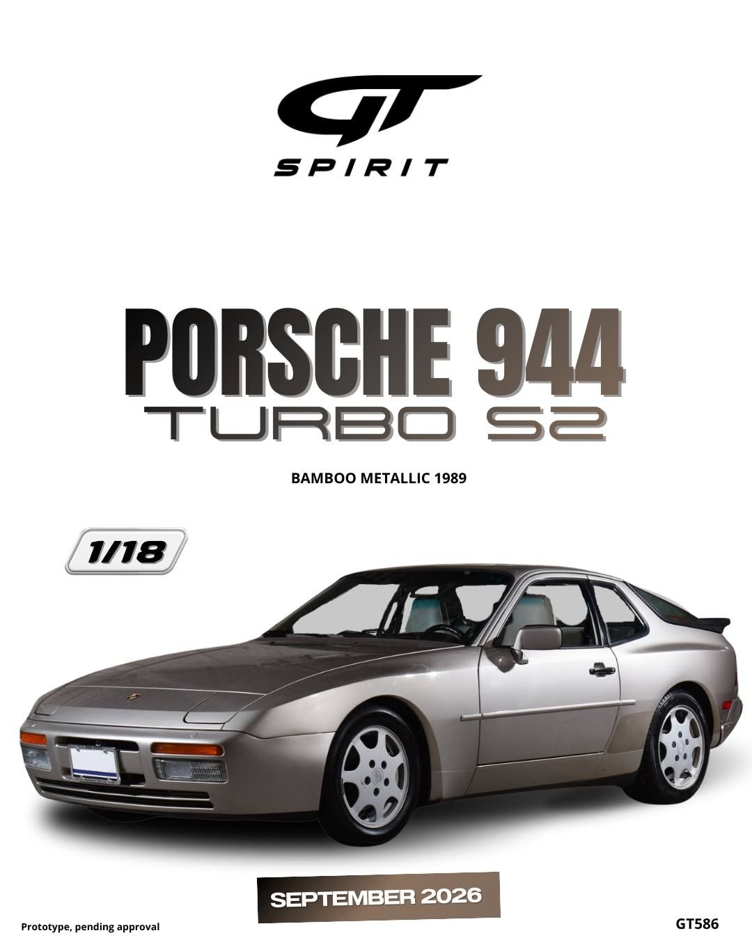 1:18 GT Spirit - 1989 Porsche 944 Turbo S2 Bamboo Metallic
