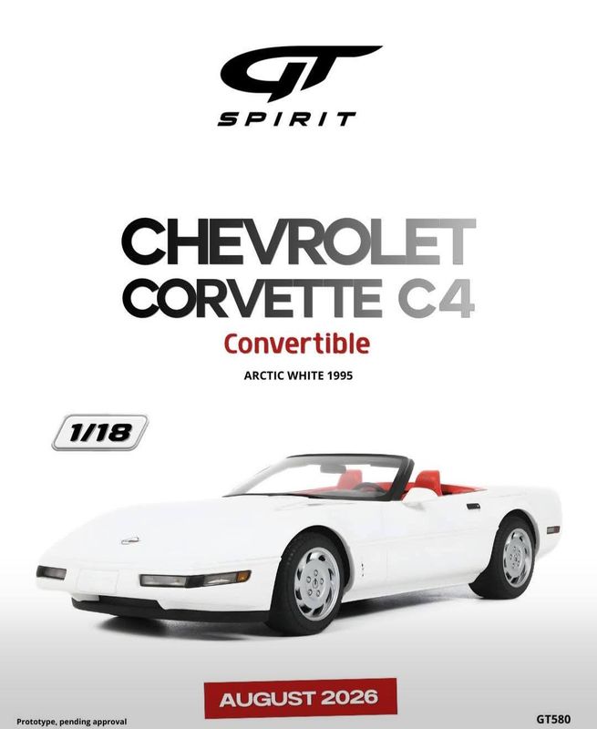 1:18 GT Spirit - 1995 Chevrolet Corvette C4 Convertible Arctic White