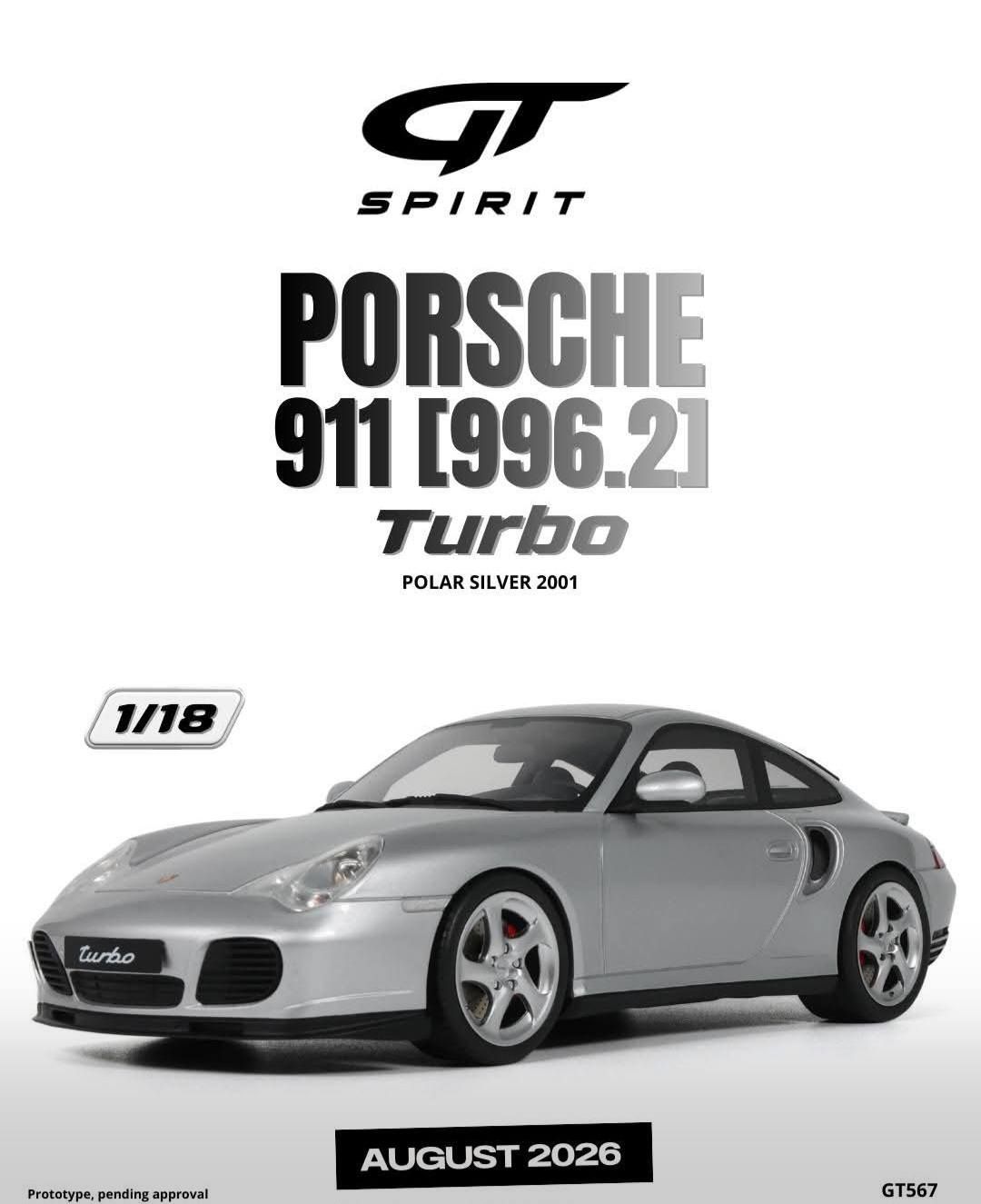 1:18 GT Spirit - 2001 Porsche 911 (996.1) Turbo Polar Silver