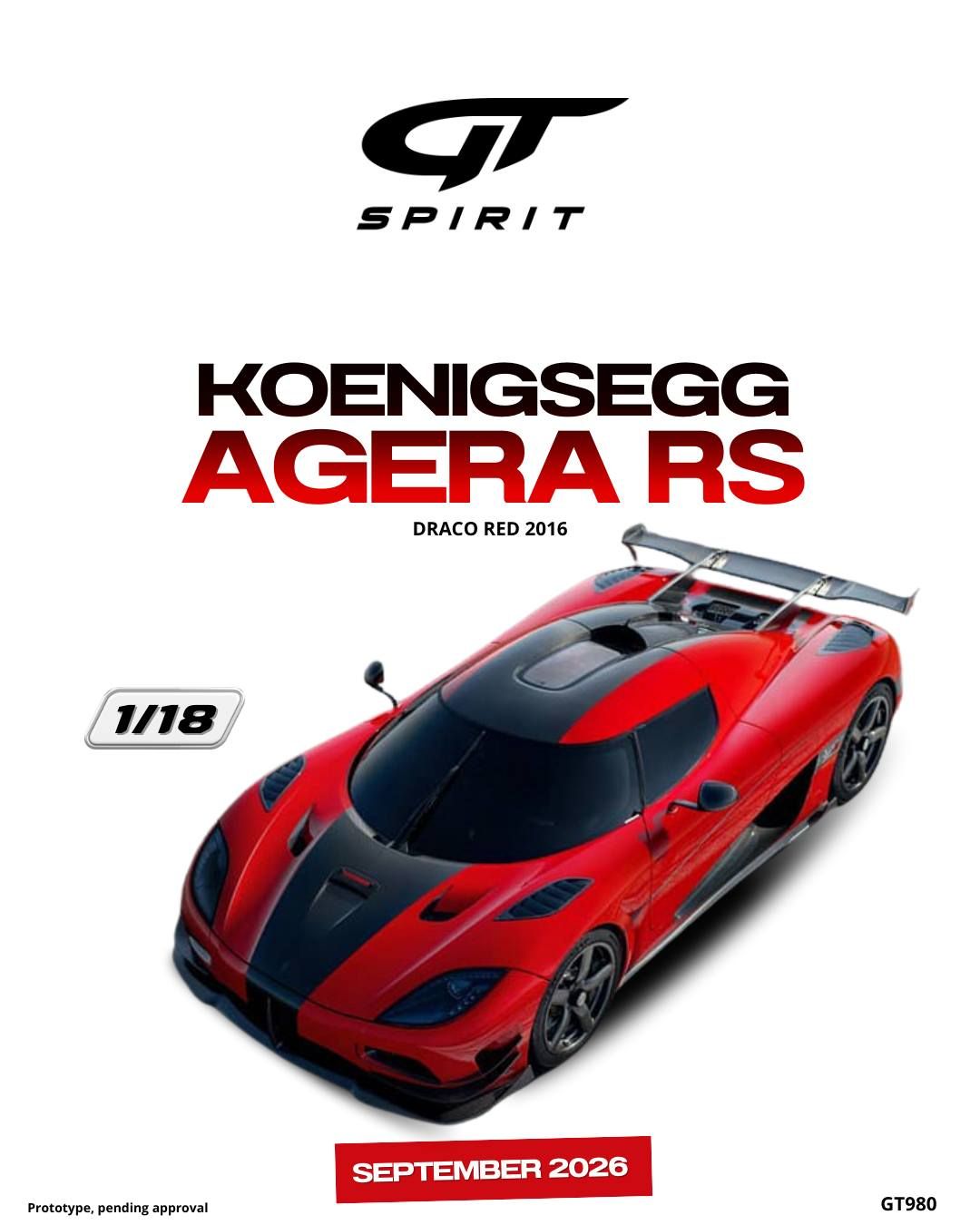 1:18 GT Spirit - 2016 Koenigsegg Agera RS Draco Red