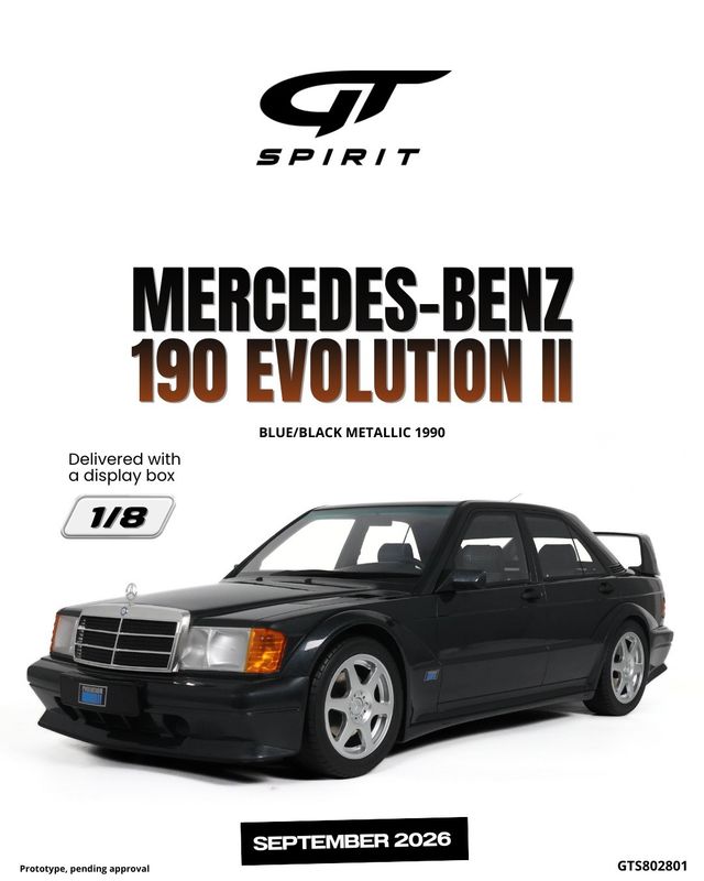 1:8 GT Spirit - 1990 Mercedes 190 Evolution II Blue/Black Metallic