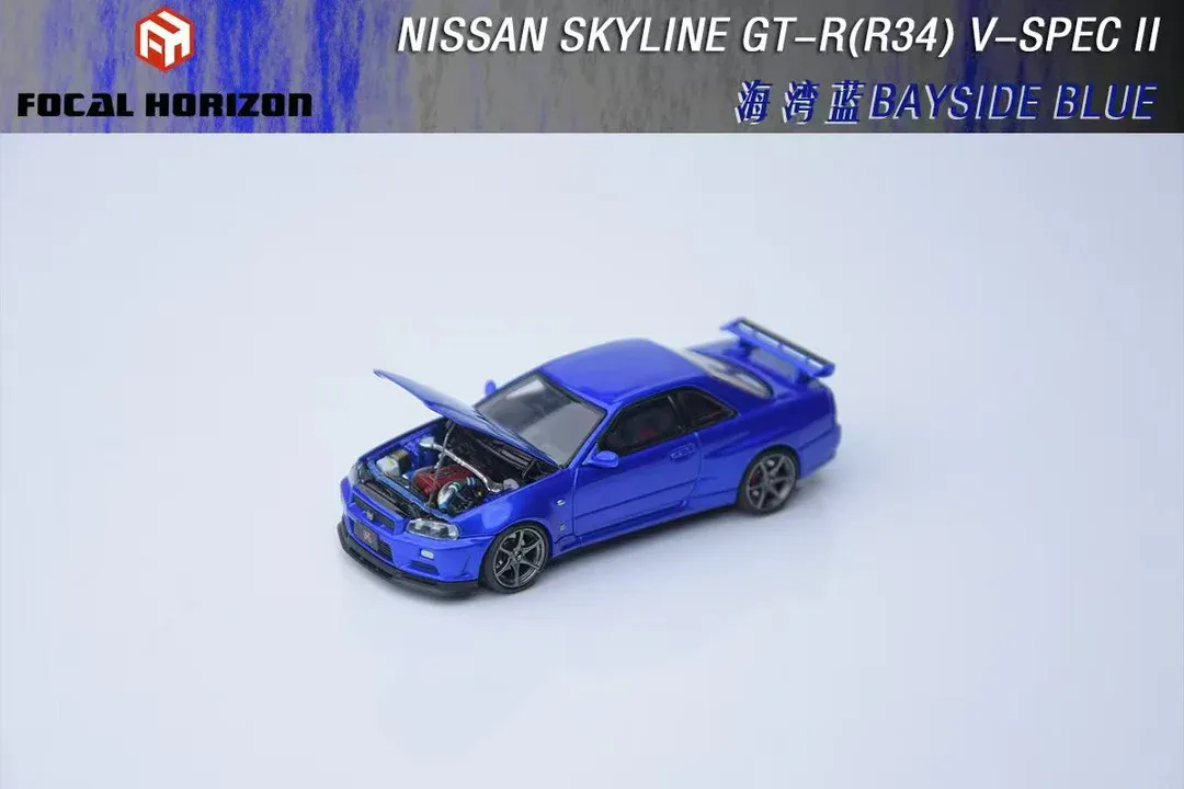 1:64 Focal Horizon - Nissan GTR-R34 with opening hood, blue V2
