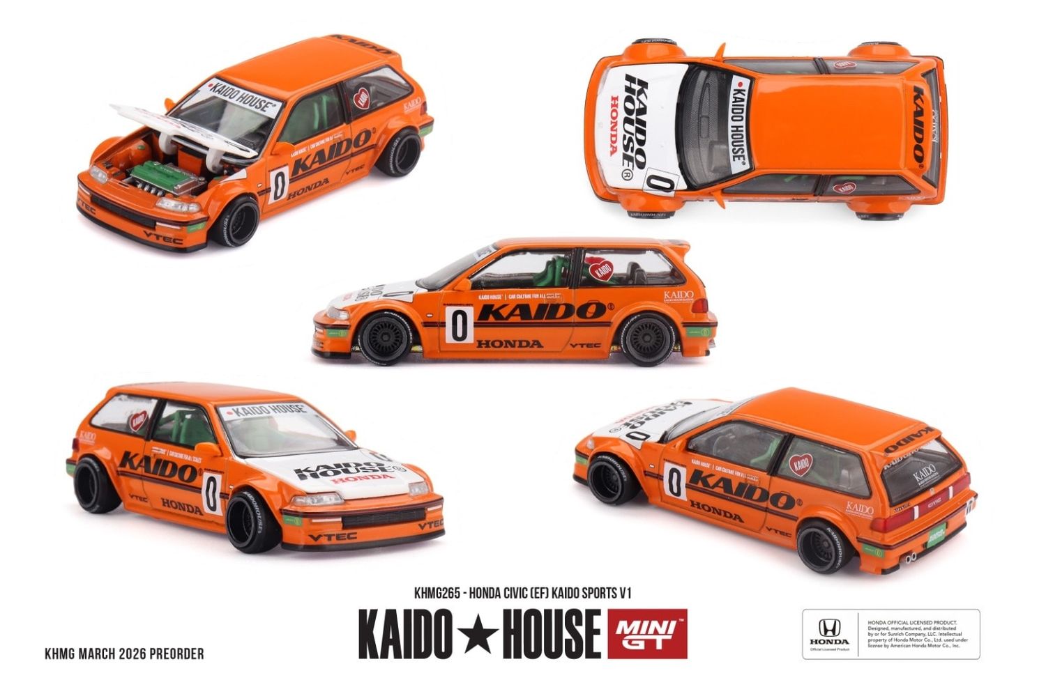 1:64 Mini GT - 1987 Honda Civic (EF) Kaido Sports V1, orange 1:64 Mini GT - 1987 Honda Civic (EF) Kaido Sports V1, orange