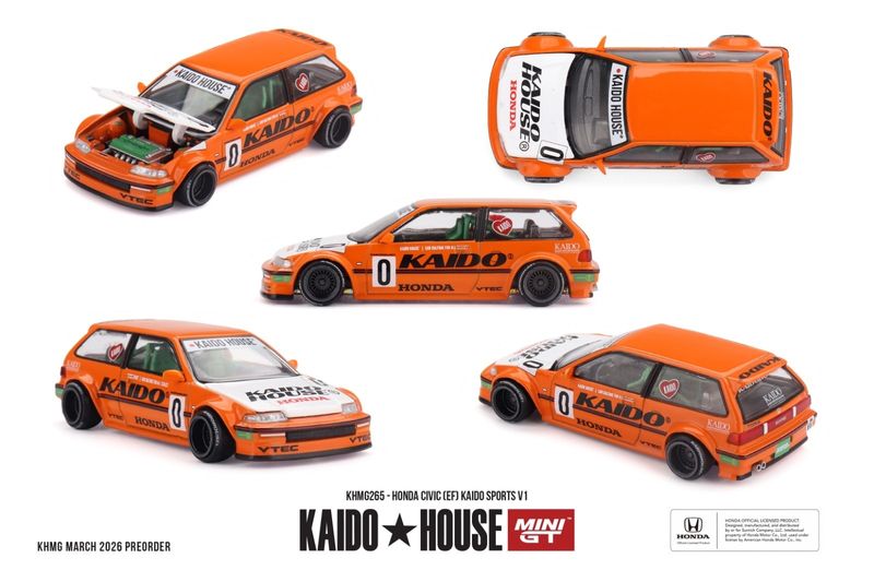 1:64 Mini GT - 1987 Honda Civic (EF) Kaido Sports V1, orange 1:64 Mini GT - 1987 Honda Civic (EF) Kaido Sports V1, orange
