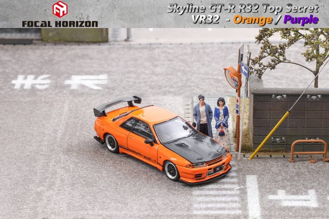 1:64 Focal Horizon - Nissan GTR-VR32 with opening hood, orange/carbon hood