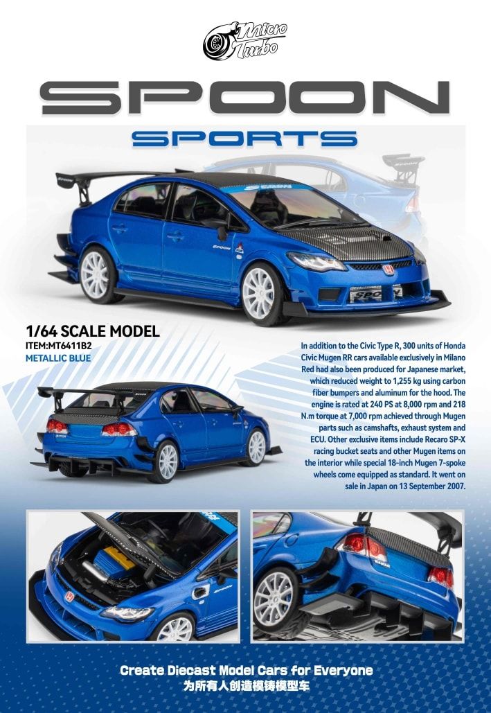 1:64 Microturbo - Custom FD2 Spoon, metallic blue