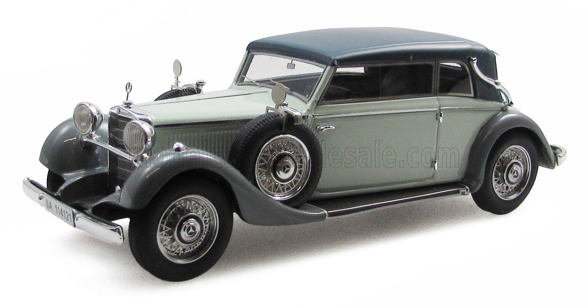 1:43 Esval Model - 1933 Mercedes Benz 290 W18 D Passo Lungo Cabriolet Closed - 2 Tone Grey