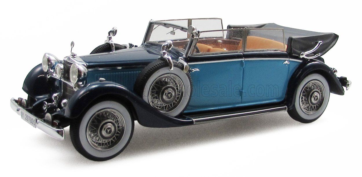 1:43 Esval Model - 1933 Mercedes Benz 290 W18 D Passo Lungo Cabriolet Open - 2 Tone Blue