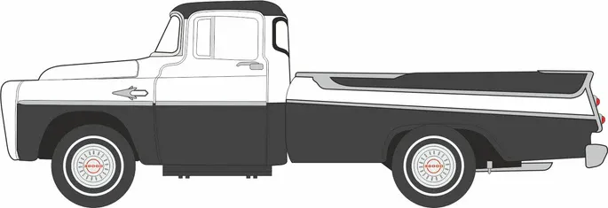 1:87 Oxford  - 1957 Dodge D100 Sweptside Pick Up Charcoal Metallic/Glacier White
