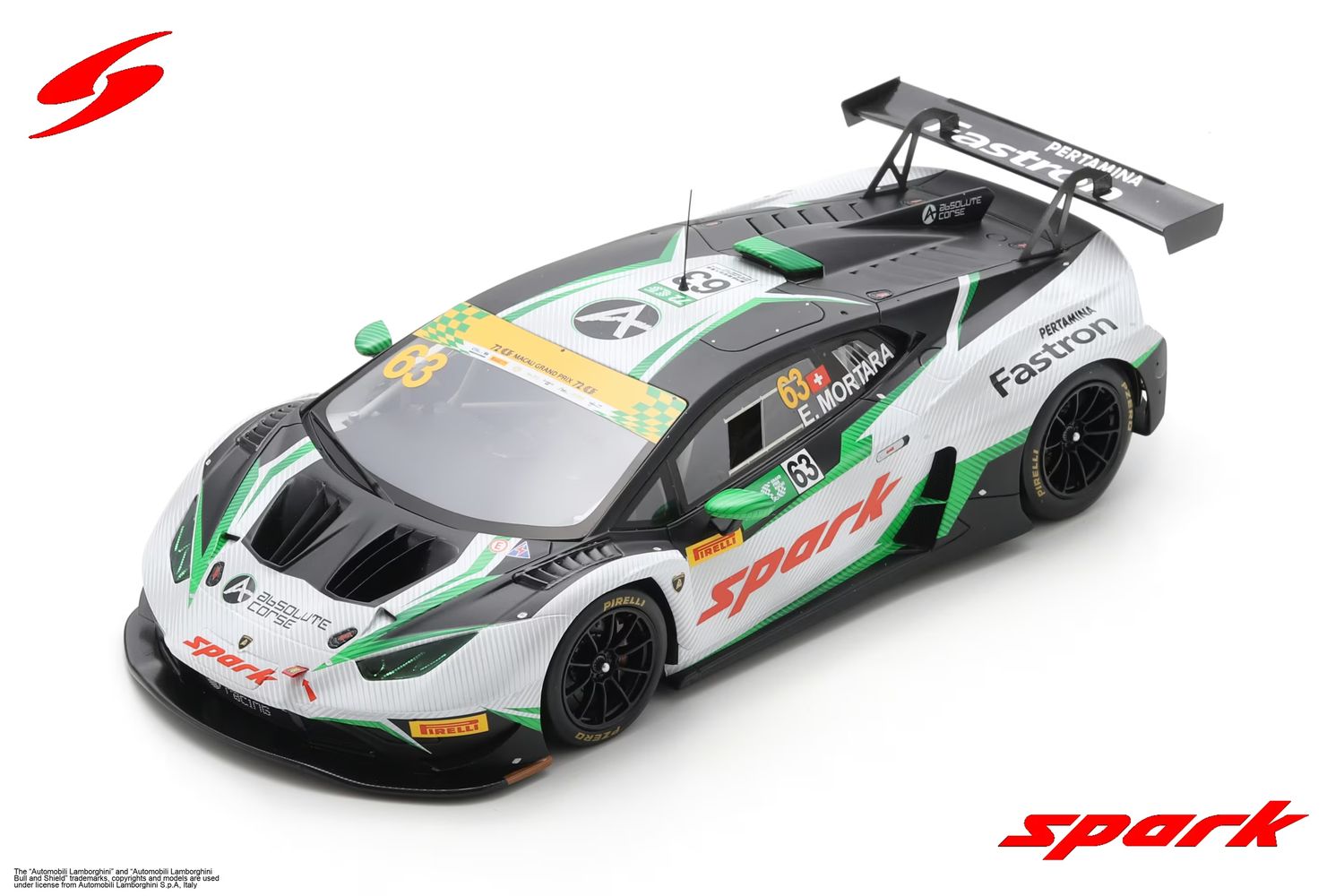 1:18 Spark - Lamborghini Huracán GT3 Evo 2 No.63 Absolute Corse Macau GT Cup - FIA GT World Cup 2025 Edoardo MORTARA